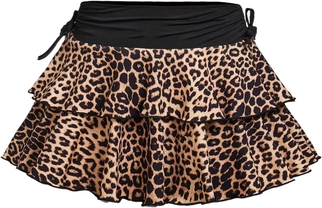 SOLY HUX Girl's Summer Mini Skirts High Waisted Ruffle Layered Skirts Swing Flowy Skater Tennis Skirt