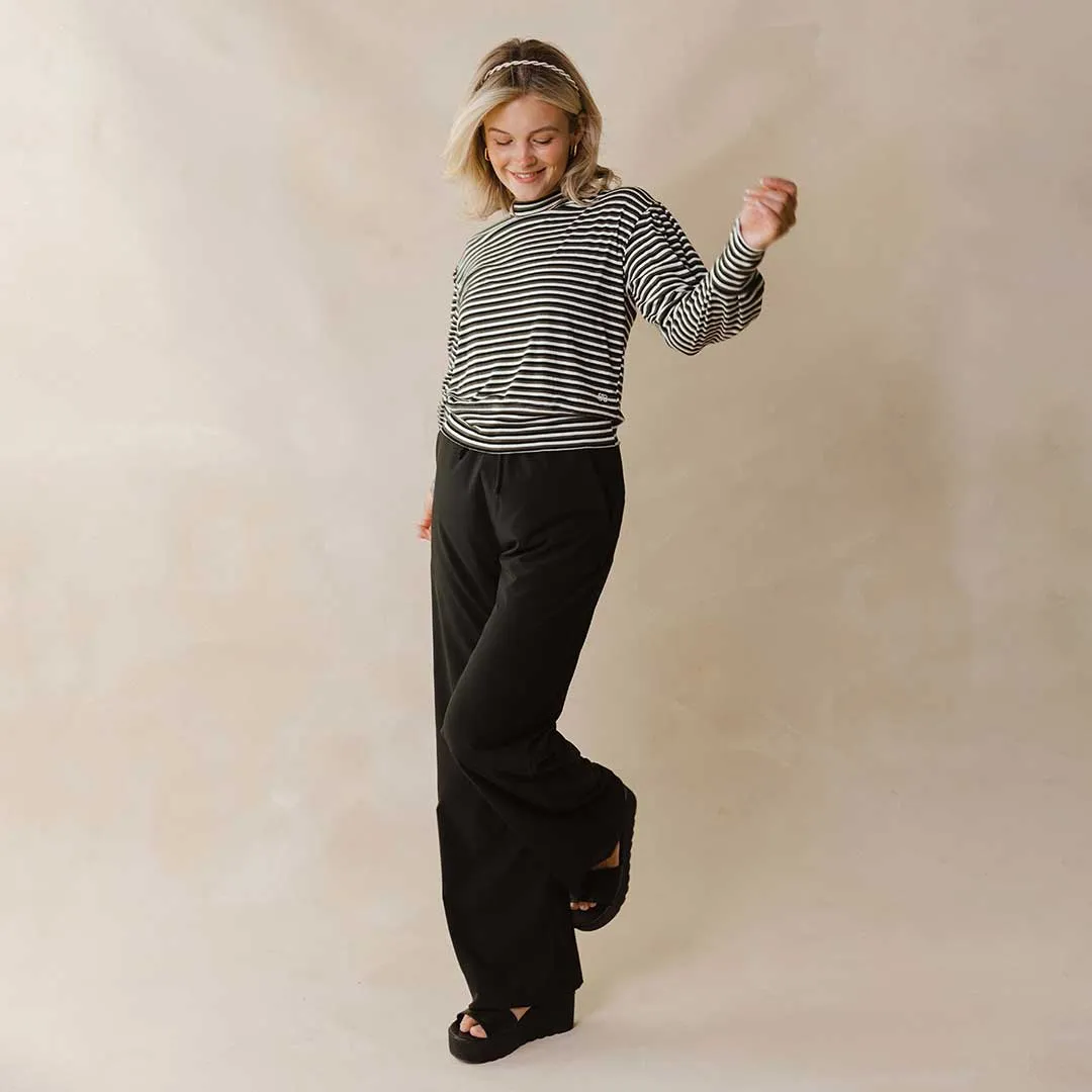The Coco Long Sleeve, Olive Stripe