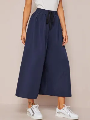 Tie Waist Wide Leg Cropped Pants