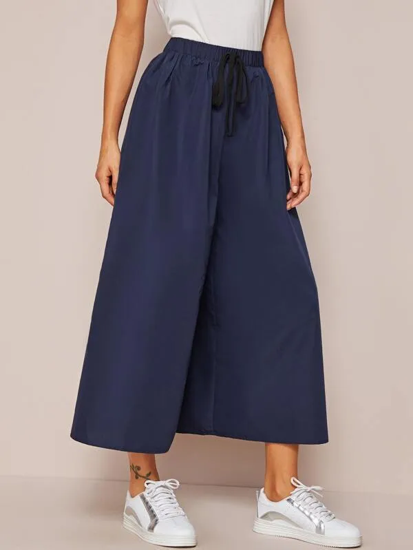 Tie Waist Wide Leg Cropped Pants