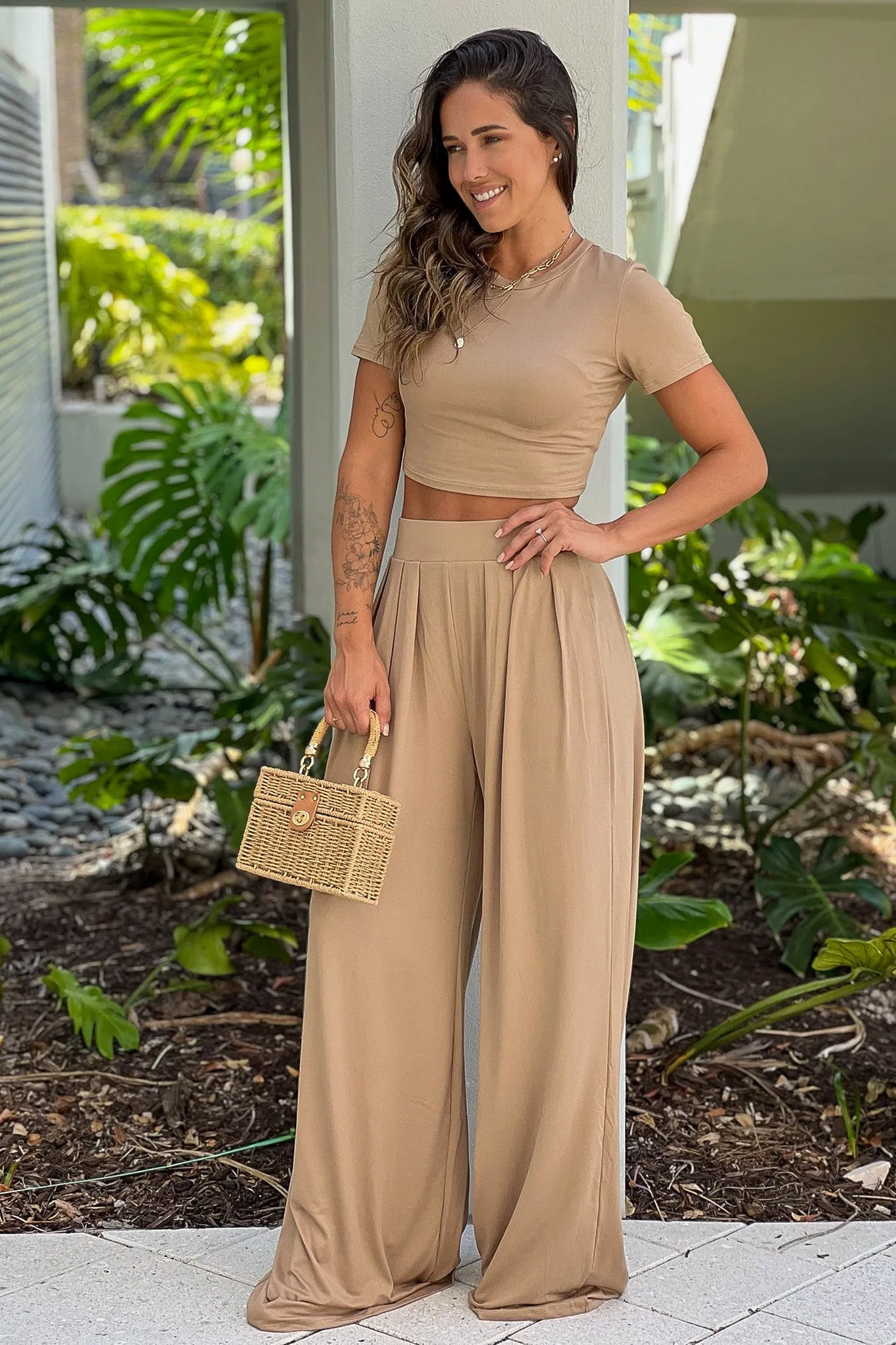 Toast Crop Top And Pants Set