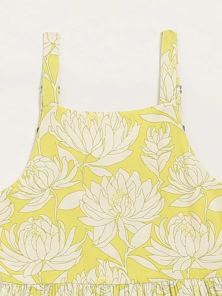 Utsa Kids Lime Printed Strappy Dress (8 -14yrs)