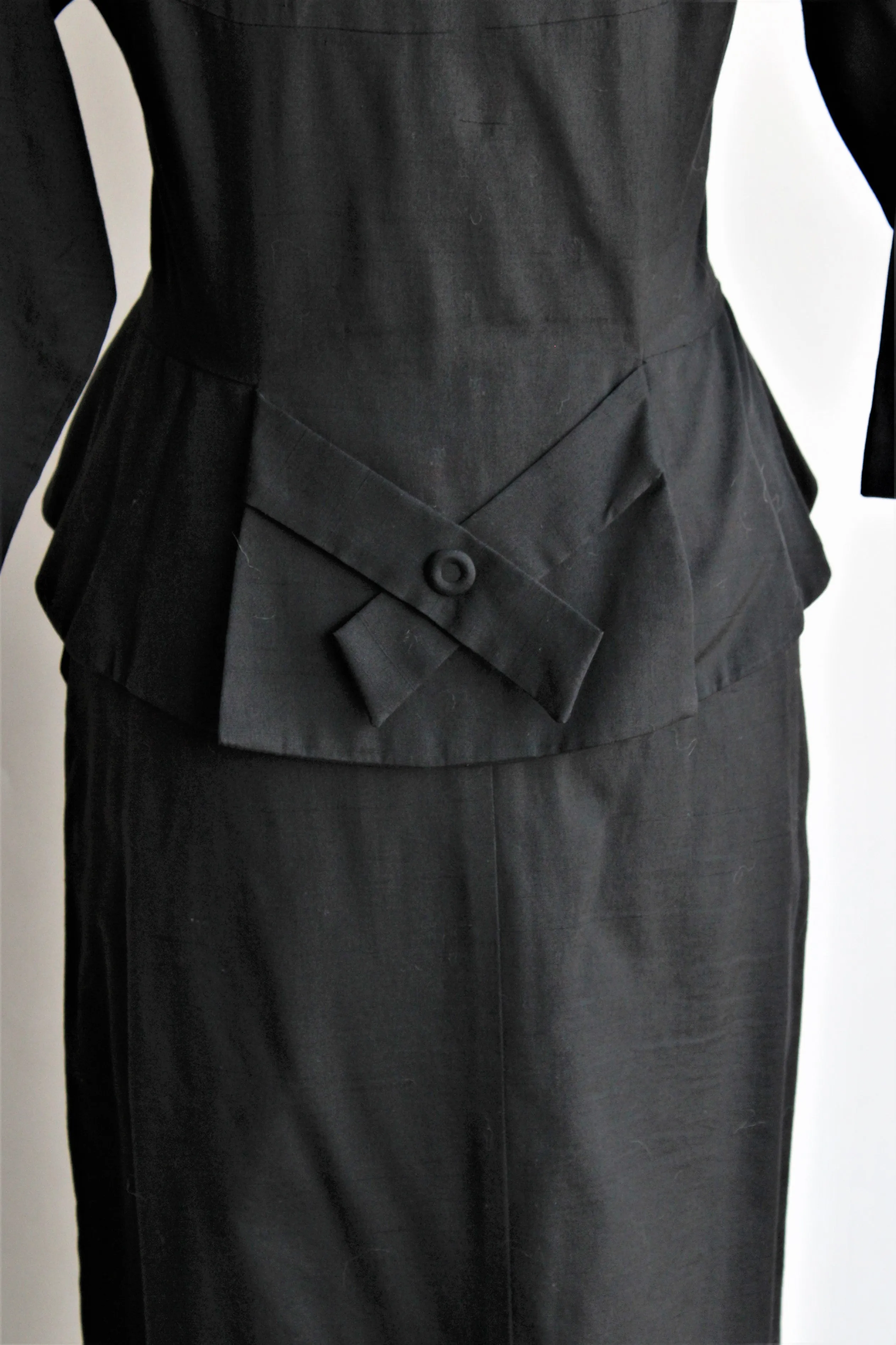 Vintage 1950s Two Piece Black Cotton Suit By Wilshire of Boston
