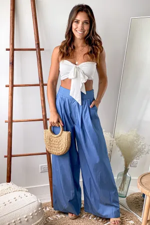 White Top And Denim Pants Set