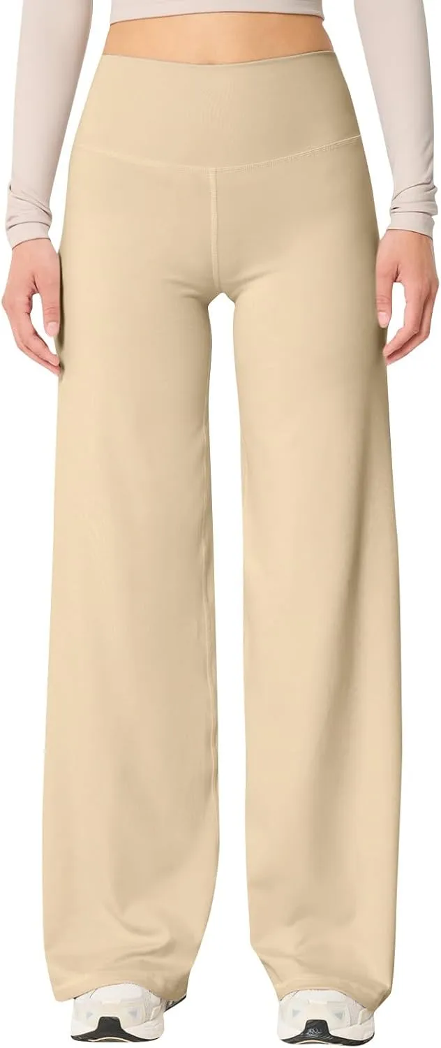 Wide Leg Yoga Pants for Women High Waisted Stretchy Tummy Control Leggings Baggy Athletic Lounge Pants with Pockets