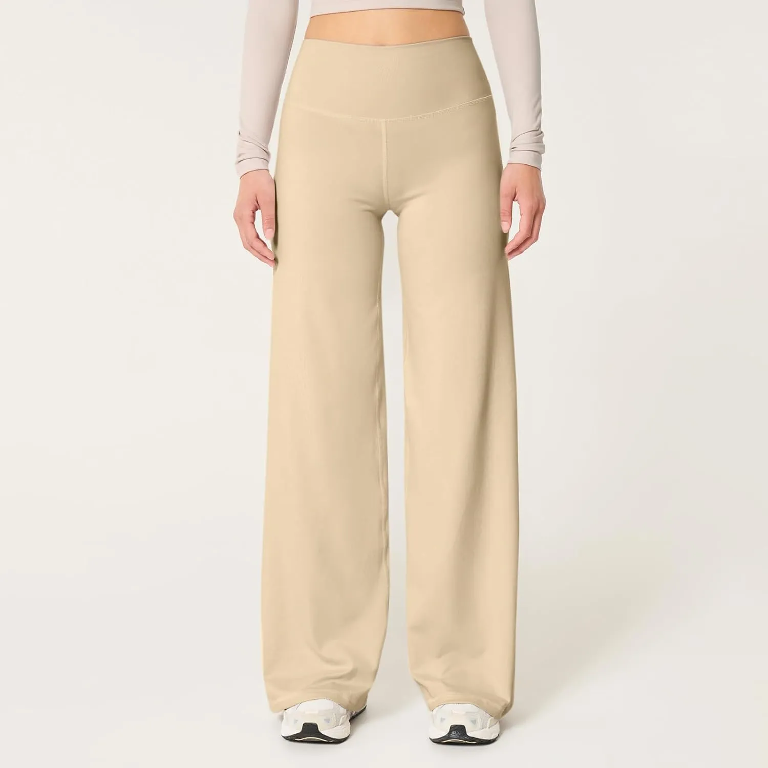 Wide Leg Yoga Pants for Women High Waisted Stretchy Tummy Control Leggings Baggy Athletic Lounge Pants with Pockets
