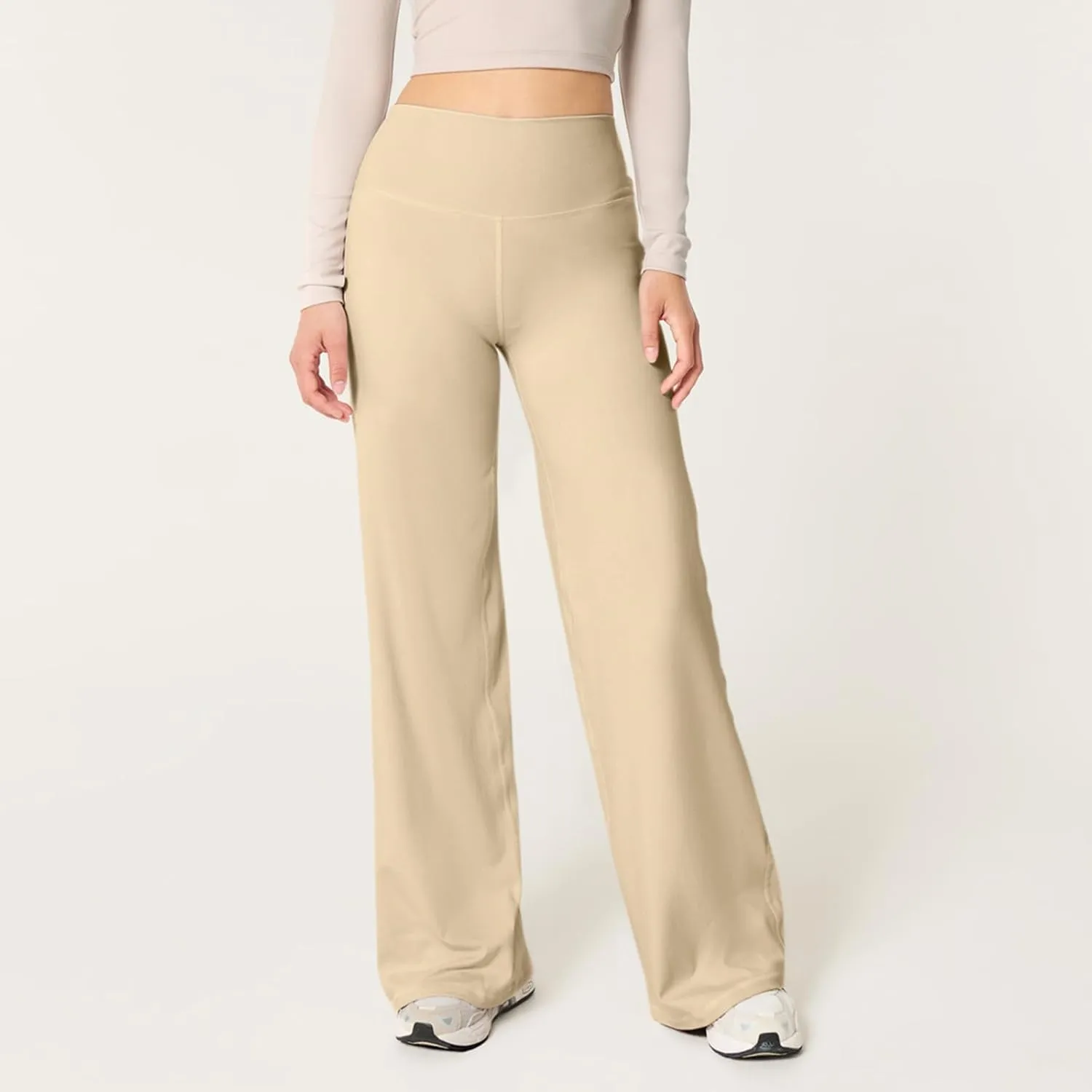Wide Leg Yoga Pants for Women High Waisted Stretchy Tummy Control Leggings Baggy Athletic Lounge Pants with Pockets