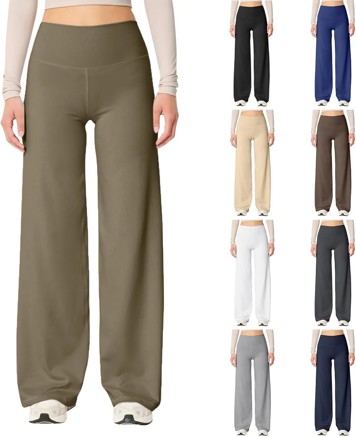 Wide Leg Yoga Pants for Women High Waisted Stretchy Tummy Control Leggings Baggy Athletic Lounge Pants with Pockets