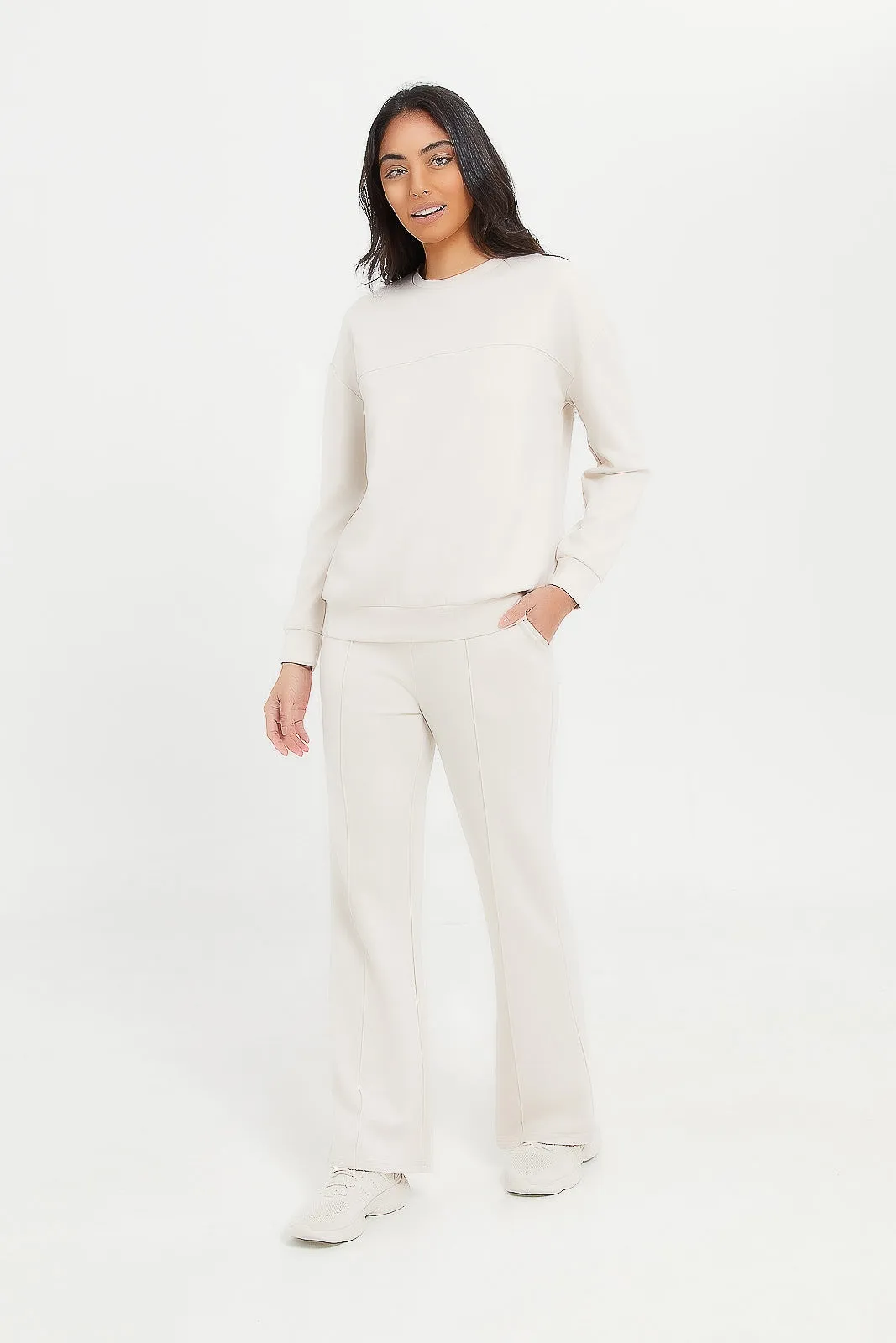 Women Ivory Wide Leg Active Pants