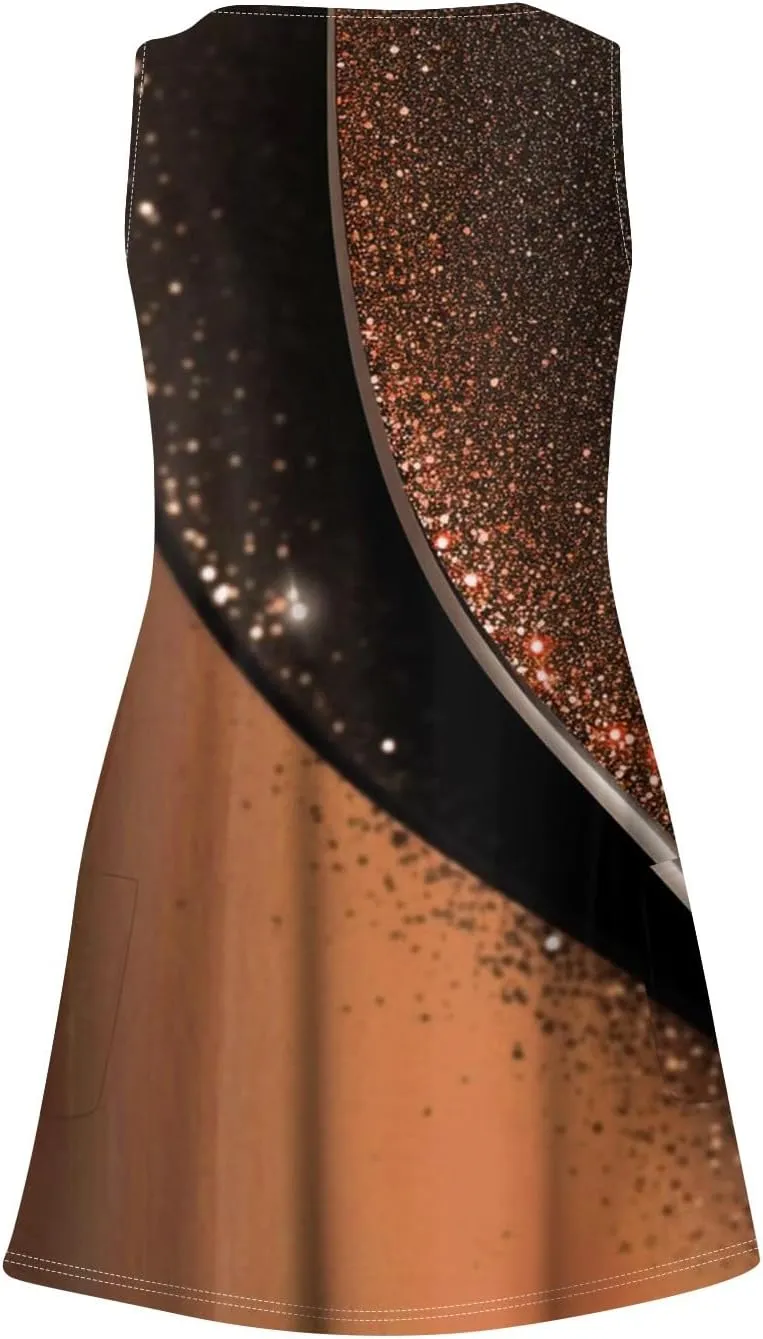 Women Summer Dresses 2025 Printed Sundress Casual Sleeveless Swimsuit Coverup Vacation V Neck Dress with Pocket