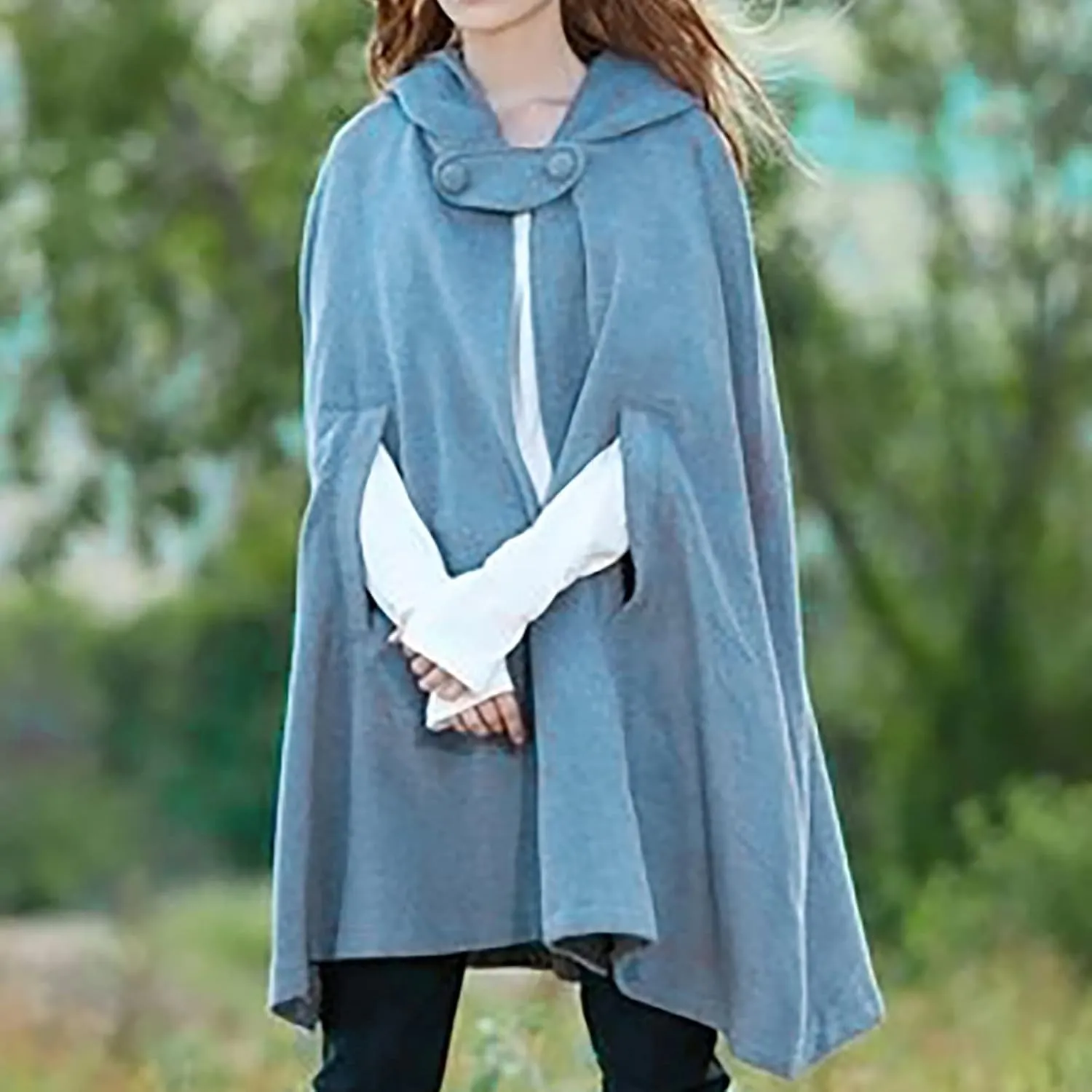 Women's Cloak Hood Wool-Blend Cape Coat Winter Cardigans Plus Size Thick Coat Solid/Classic Scotland Plaid Jackets