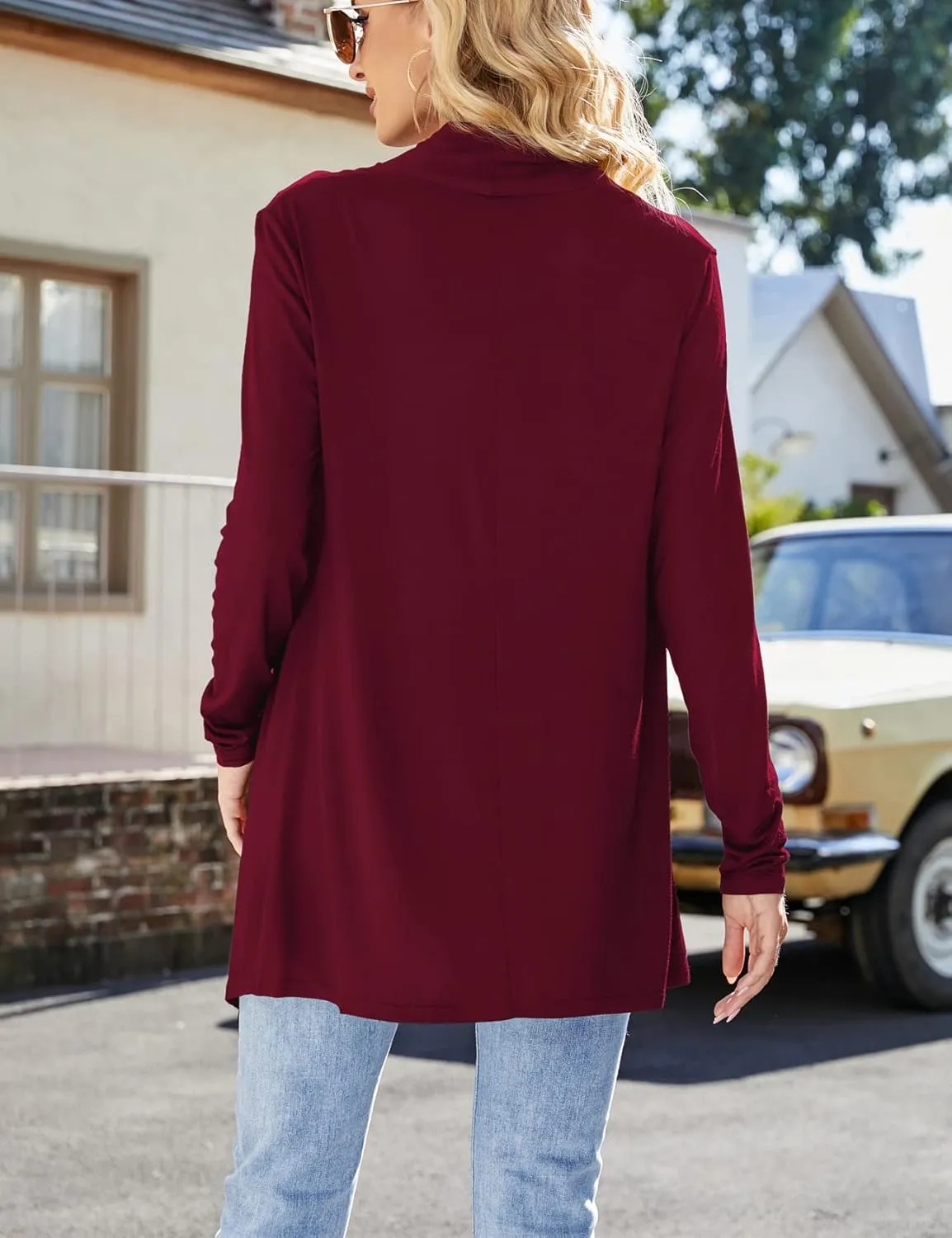 Women's Draped Front Open Cardigan Casual Long Sleeve Lightweight Cardigan Sweaters Duster