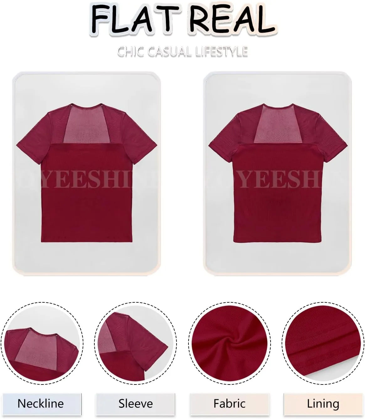 Women's Mesh Shoulder Transparent Casual Top Short Sleeved Tight Fitting Shirt Top Slim Fit Modified Abdominal Tops