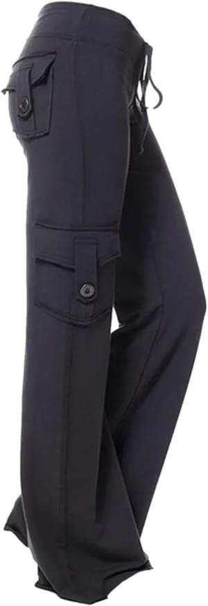 Womens Palazzo Yoga Pants Wide Leg Cargo Pants High Waist with Pockets Stretch Work Travel Casual Sweatpants Plus Size