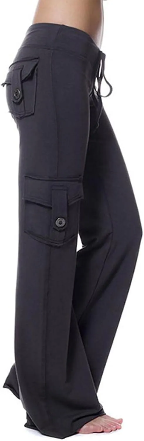Womens Palazzo Yoga Pants Wide Leg Cargo Pants High Waist with Pockets Stretch Work Travel Casual Sweatpants Plus Size