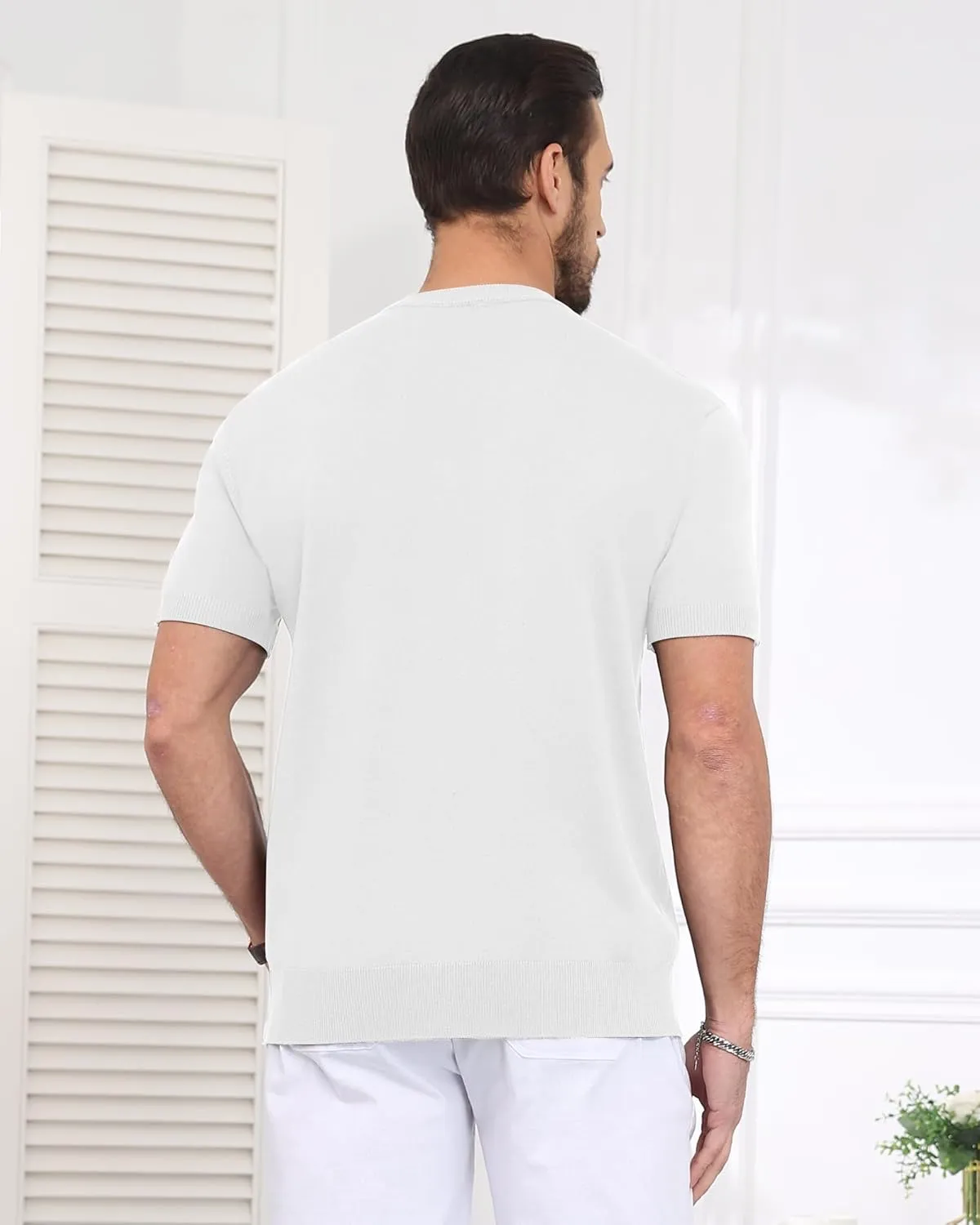 YTD Men's Knit Casual Button Down Shirts Short Sleeve Textured Summer Beach Shirts