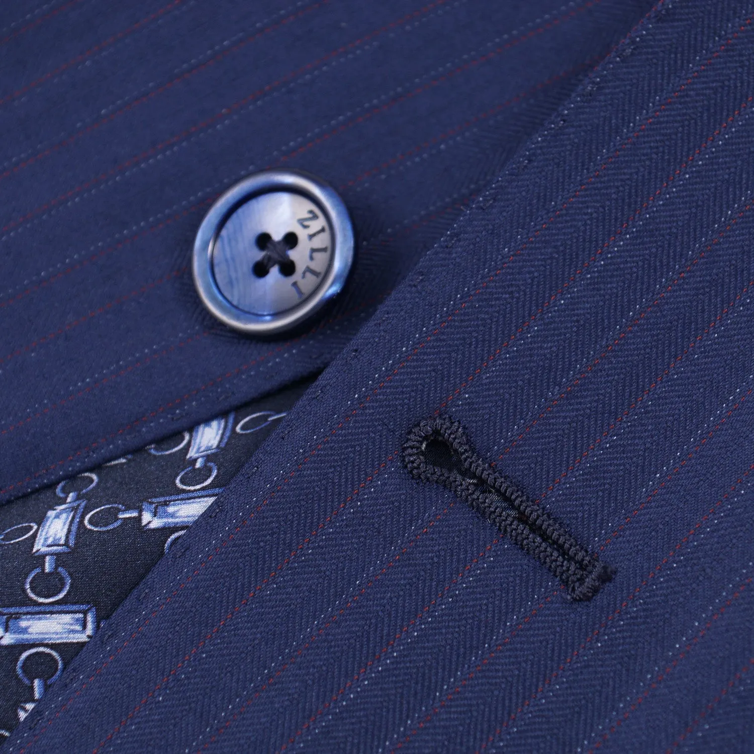 Zilli Navy Blue Stripe Superfine Wool Suit