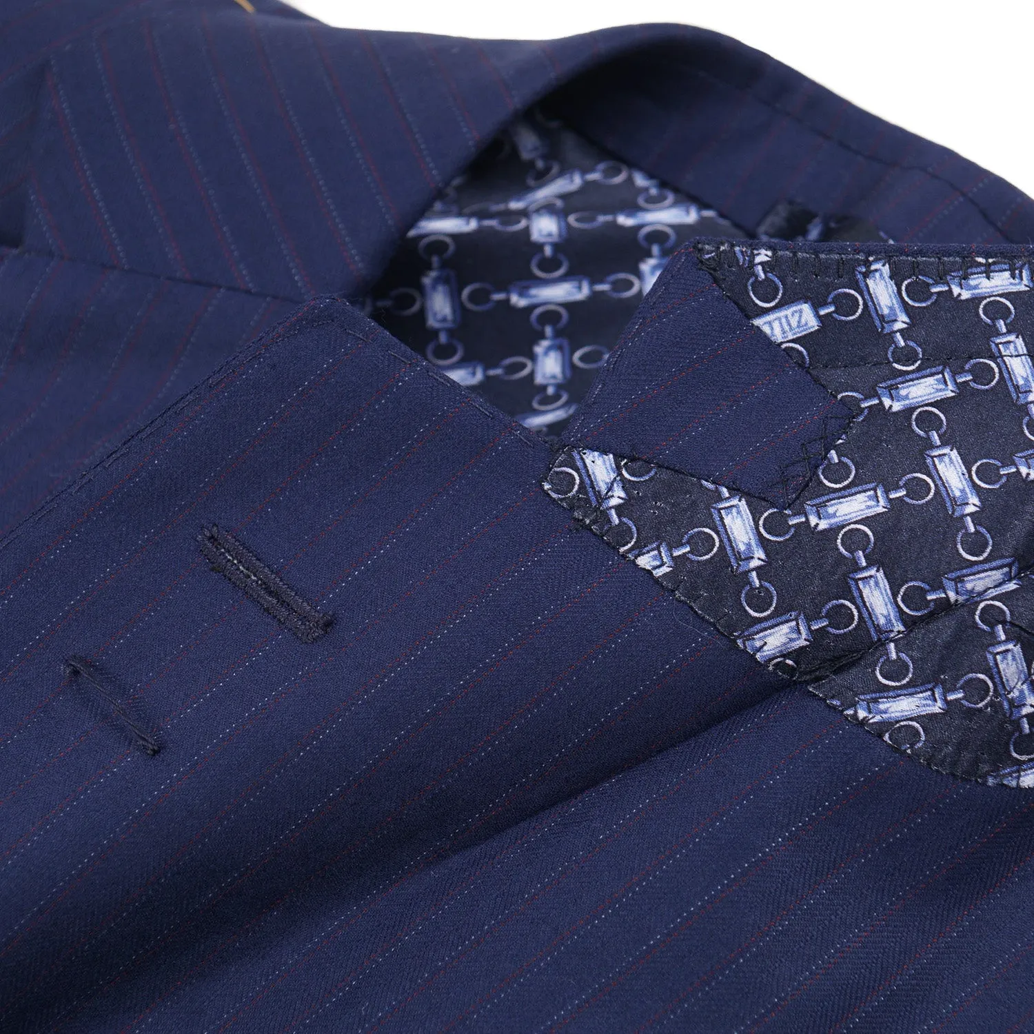 Zilli Navy Blue Stripe Superfine Wool Suit